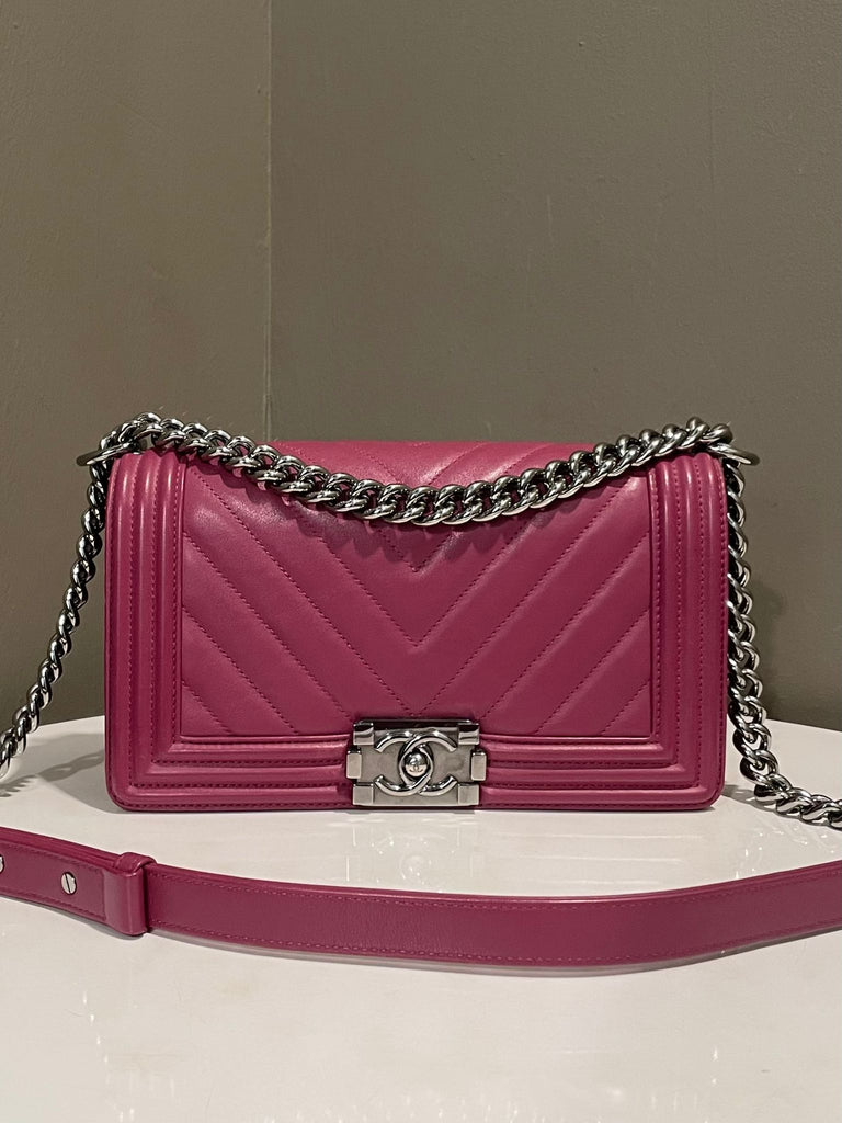 Chanel Chevron Boy Old Medium Rose Pink