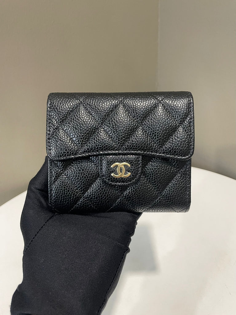 Chanel Classic Compact Flap Wallet Black Caviar