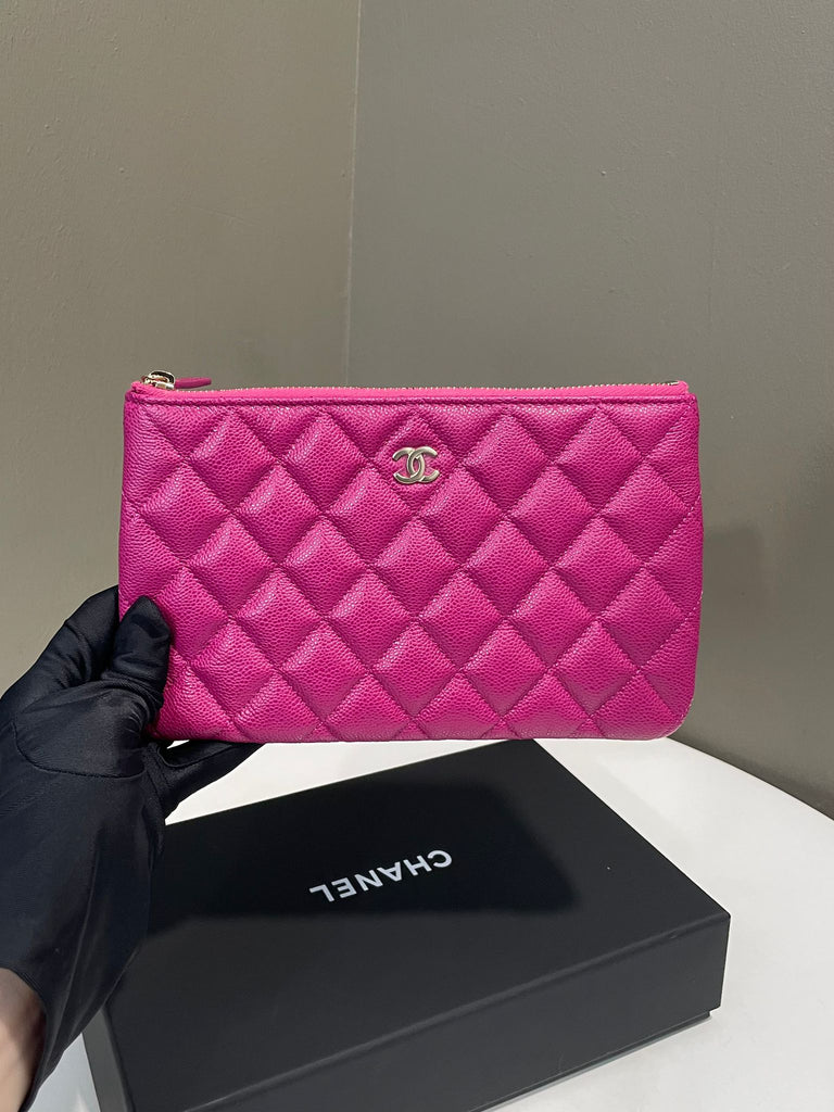 Chanel Classic Quilted Cc Ocase Rose Fuschia Caviar