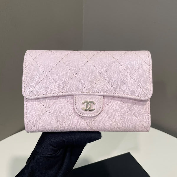 Chanel Classic Quilted Flap Wallet Rose Claire Caviar