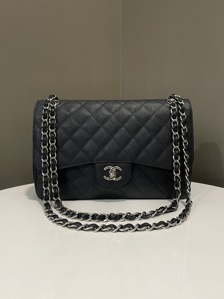 Chanel Classic Quilted Jumbo Double Flap Black Caviar
