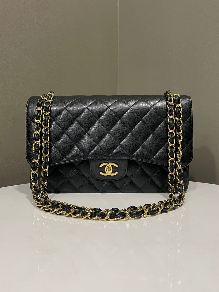 Chanel Classic Quilted Jumbo Double Flap Black Caviar