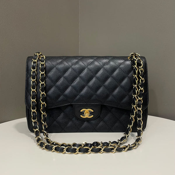 Chanel Classic Quilted Jumbo Double Flap Black Caviar 