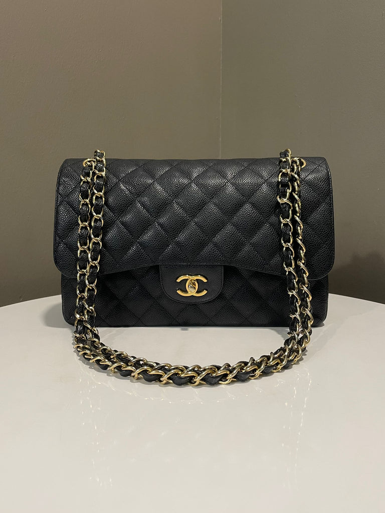 Chanel Classic Quilted Jumbo Double Flap Black Caviar