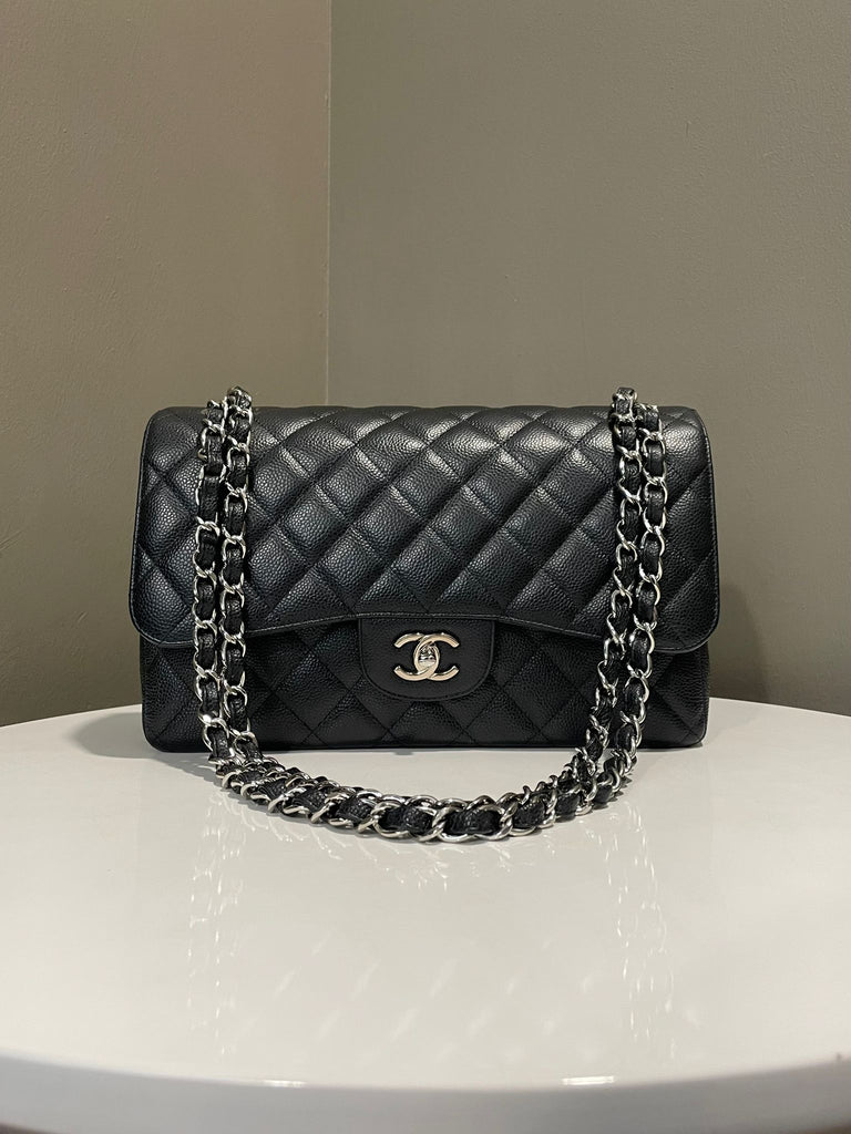 Chanel Classic Quilted Jumbo Double Flap Black Caviar