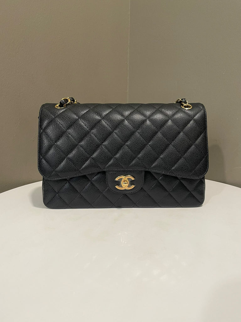 Chanel Classic Quilted Jumbo Double Flap Black Caviar