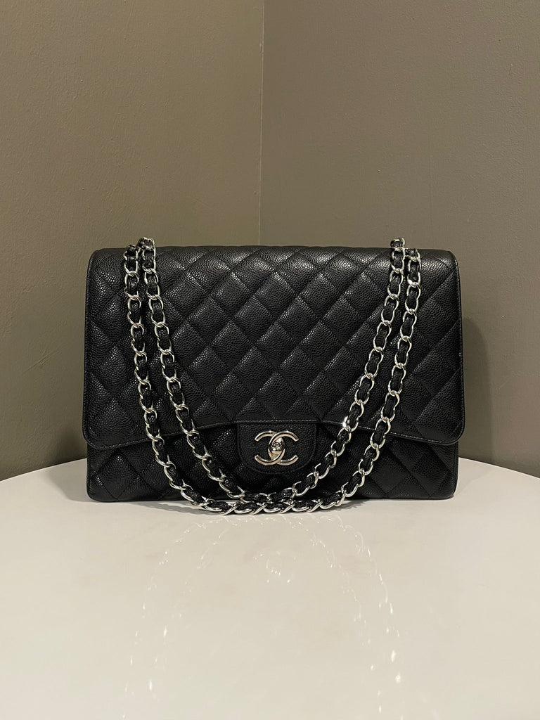 Chanel Classic Quilted Maxi Double Flap 
Black Caviar