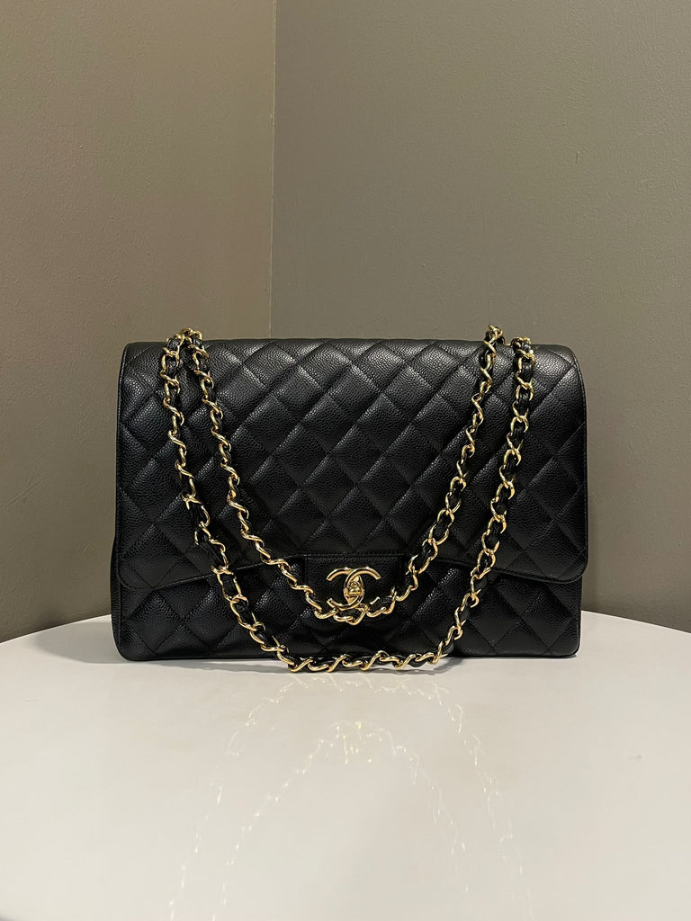 Chanel Classic Quilted Maxi Double Flap Black Caviar 