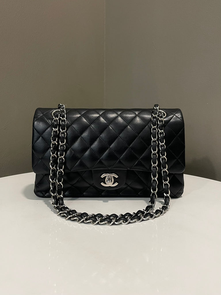 Chanel Classic Quilted Medium Double Flap Black Lambskin 