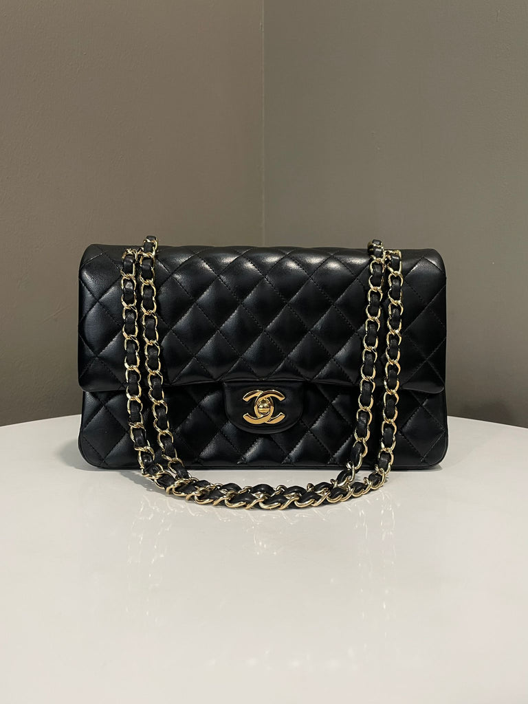 Chanel Classic Quilted Medium Double Flap Black Lambskin