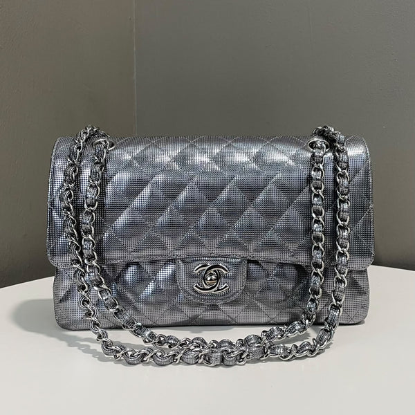 Chanel Classic Quilted Medium Double Flap
Pixel Silver Metallic Leather