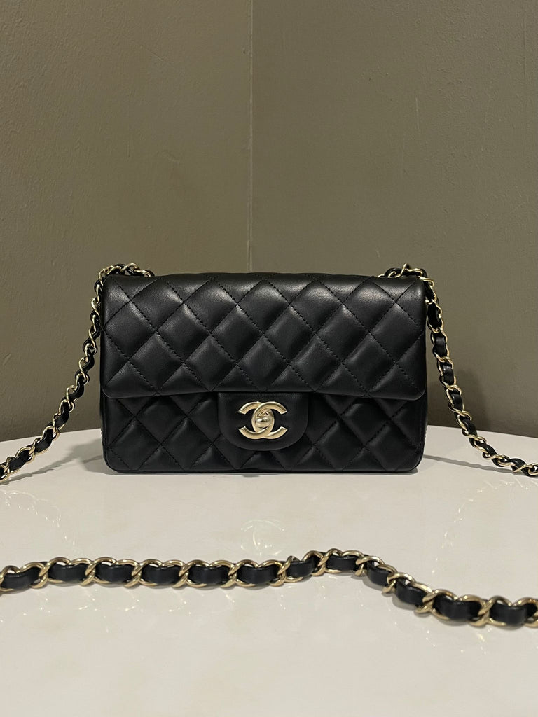 Chanel Classic Quilted Mini Rectangular Black Lambskin