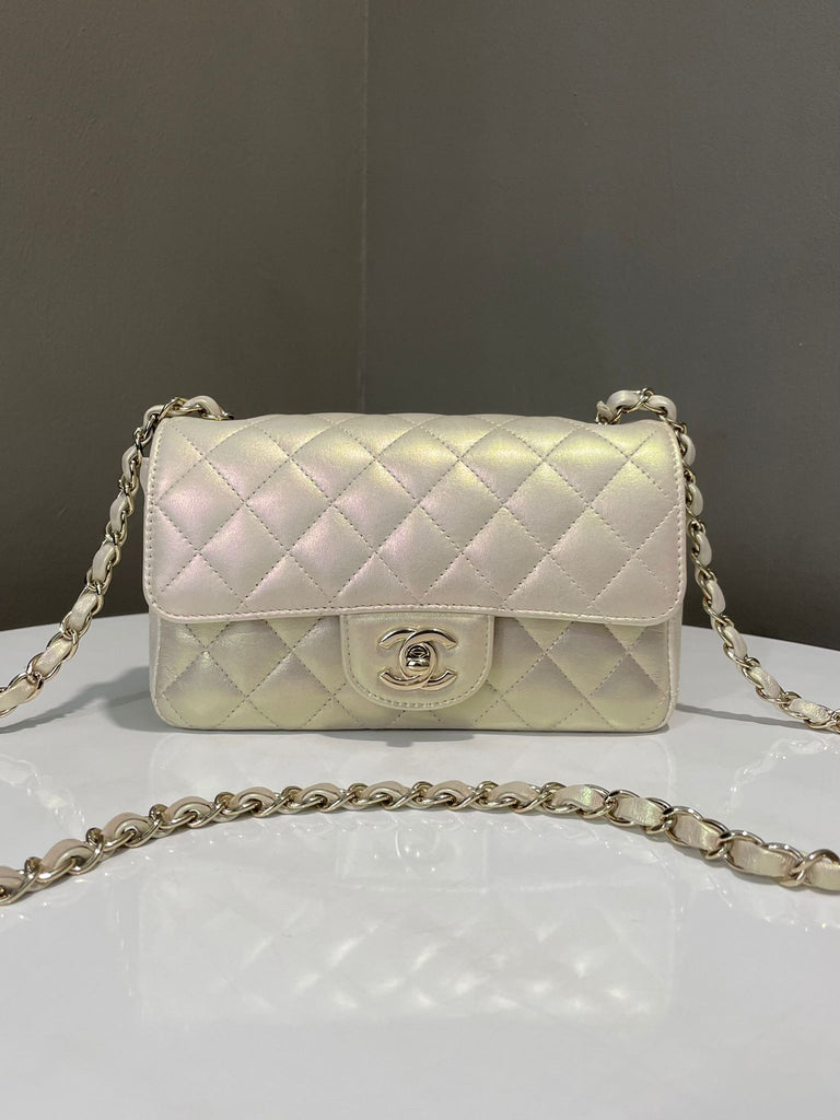 Chanel Classic Quilted Mini Rectangular
Pearly Iridescent 