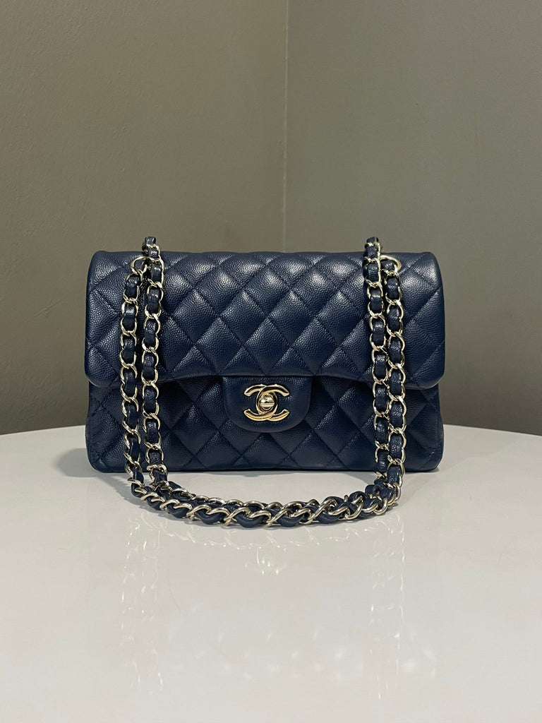 Chanel Classic Quilted Small Double Flap Navy Caviar
