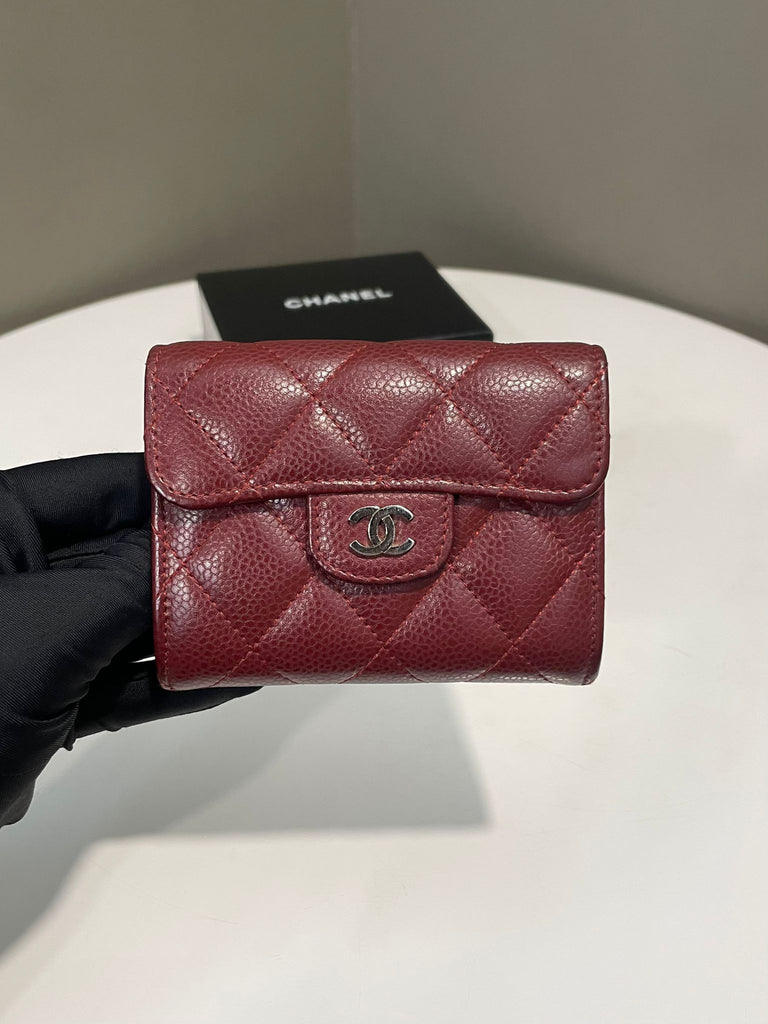 Chanel Classic Quilted XL Card Holder Burgundy Caviar