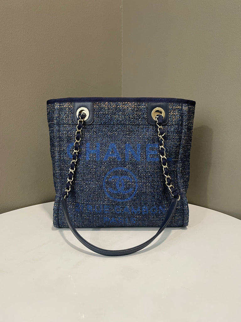 Chanel Deauville Tote Blue Denim Glitter Tweed
