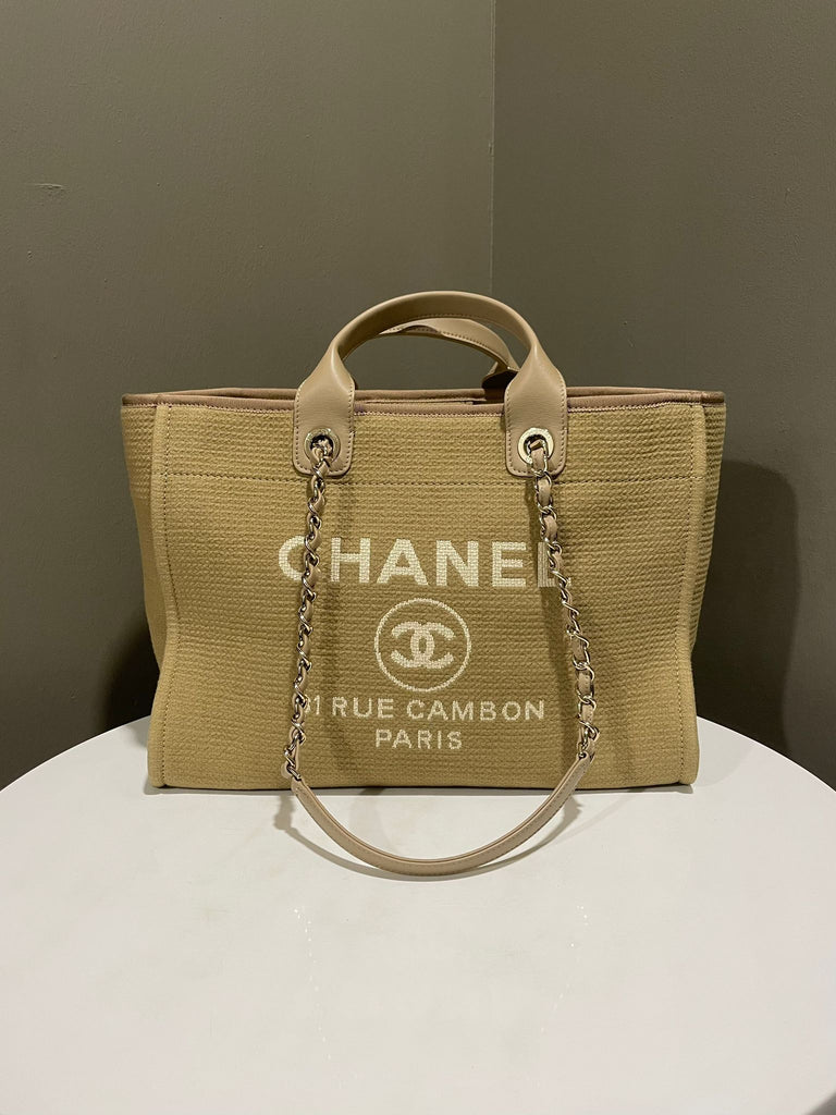 Chanel Deauville Tote Dark Beige Grey