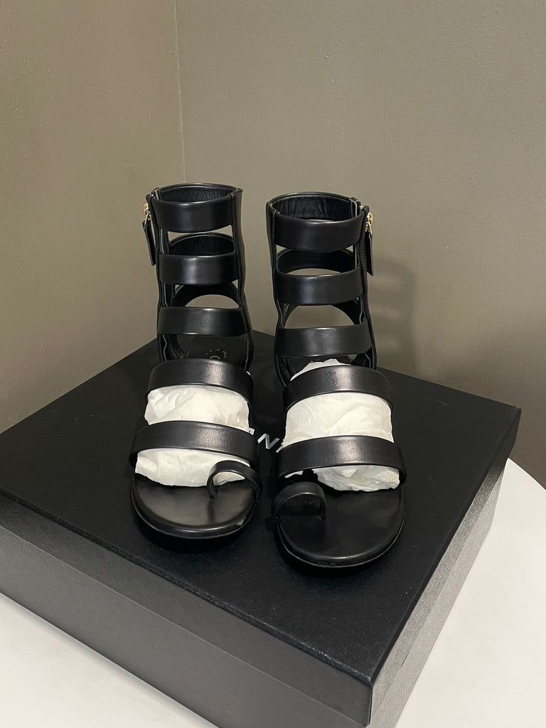 Chanel Gladiator Sandal Black Size 36 C