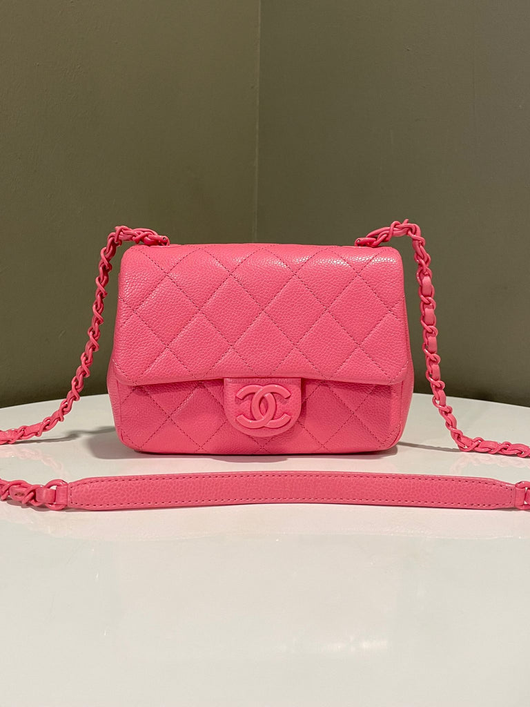 Chanel Incognito Square Flap Bag Mini Rose Pink Caviar