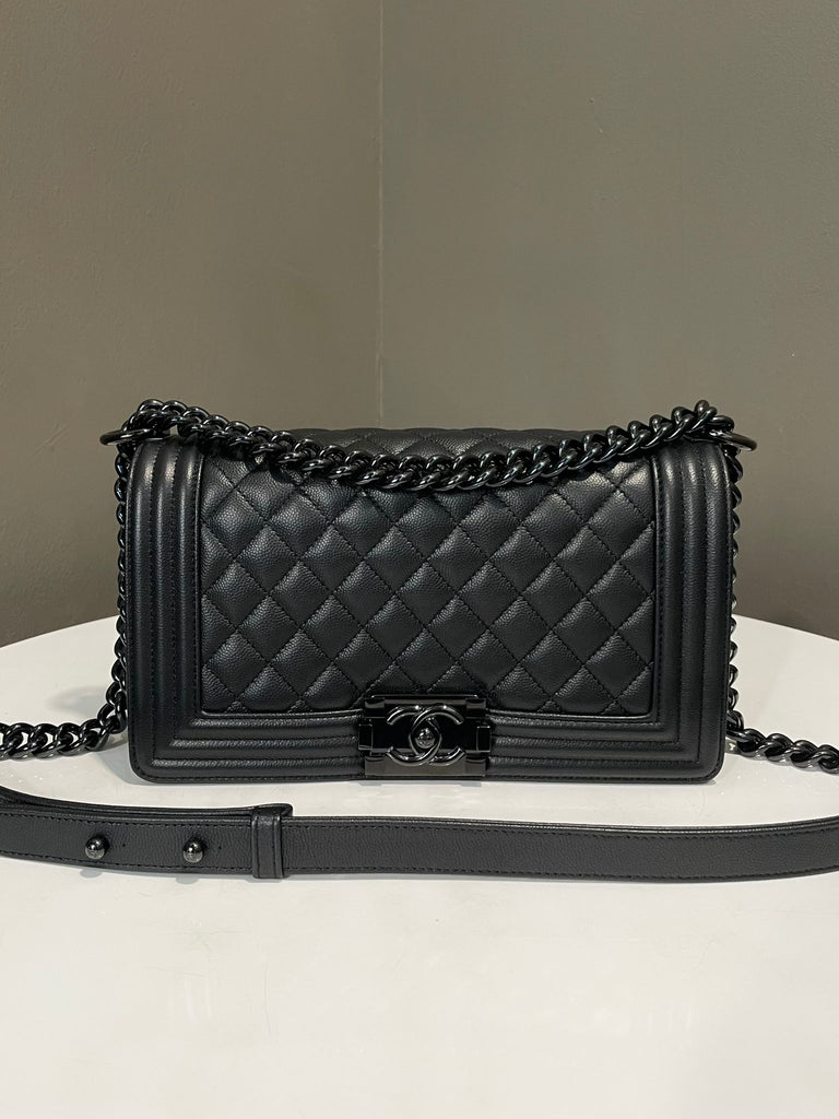 Chanel Old Medium Boy Bag So Black Black