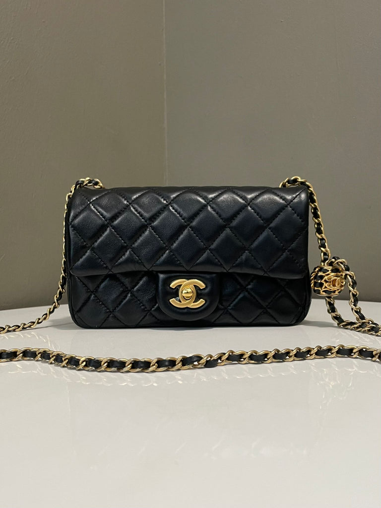 Chanel Pearl Crush Mini Rectangular Black Lambskin