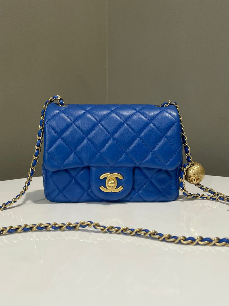 Chanel Pearl Crush Mini Square Cobalt Blue Lambskin