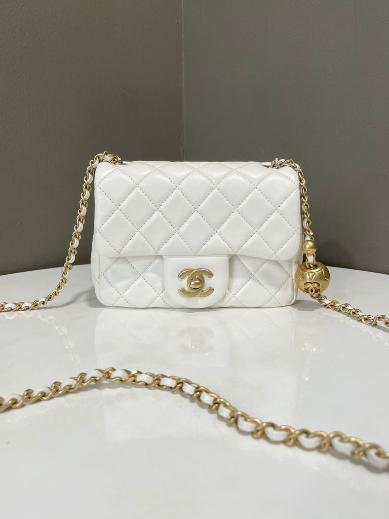 Chanel Pearl Crush Quilted Mini Square Ivory Lambskin