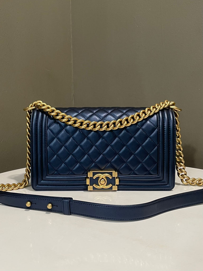 Chanel Quilted Boy Medium Iridescent Blue