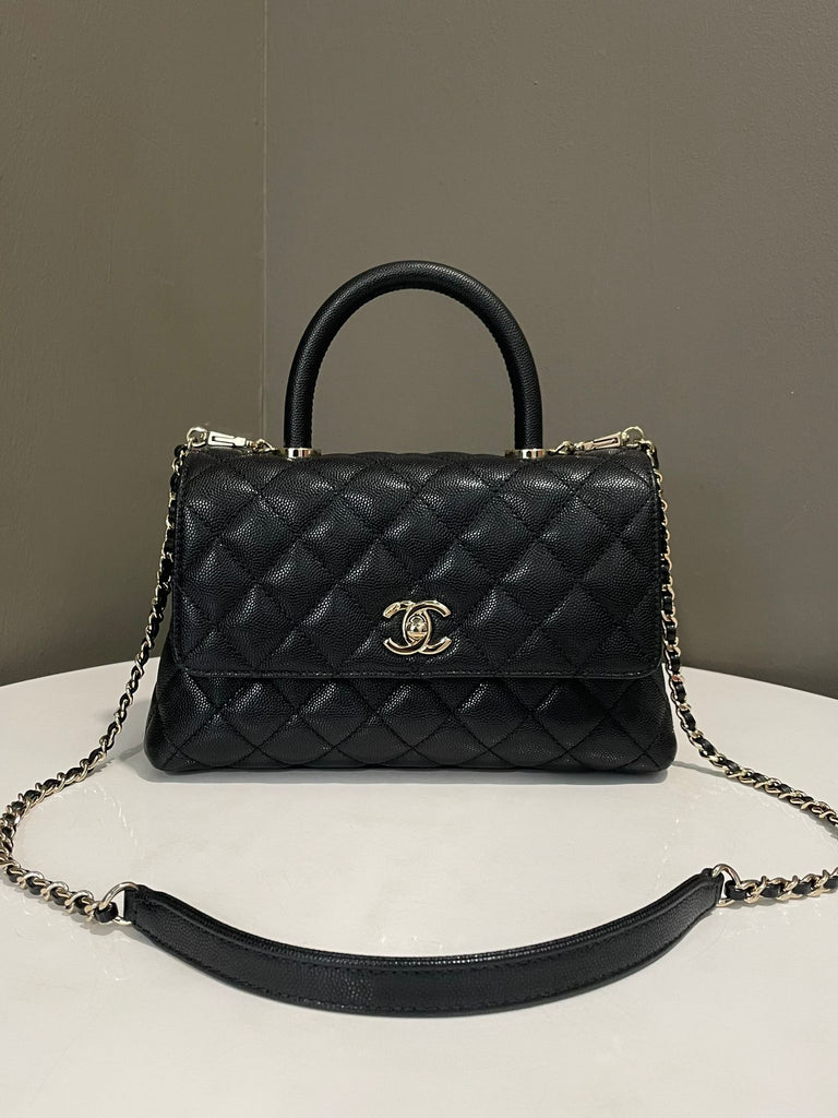 Chanel Quilted Coco Handle Black Cavier