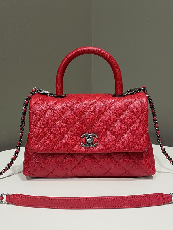 Chanel Quilted Coco Handle Red Caviar 