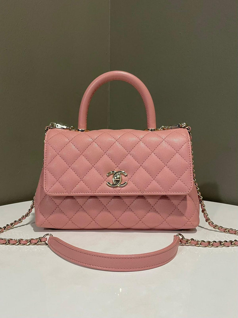 Chanel Quilted Coco Handle Sakura Pink Caviar