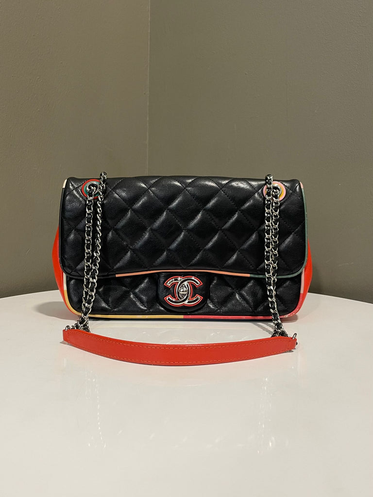 Chanel Quilted Cuba Flap Bag Black/ Multi Color Calf