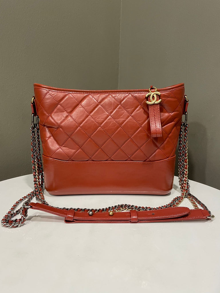 Chanel Quilted Gabrielle Bag Brick Red