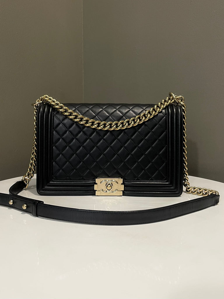 Chanel Quilted New Medium Boy Black Lambskin