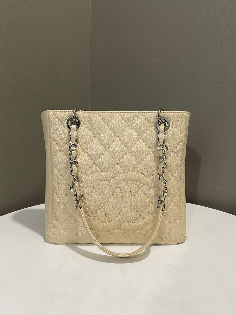 Chanel Quilted PST Cream Caviar