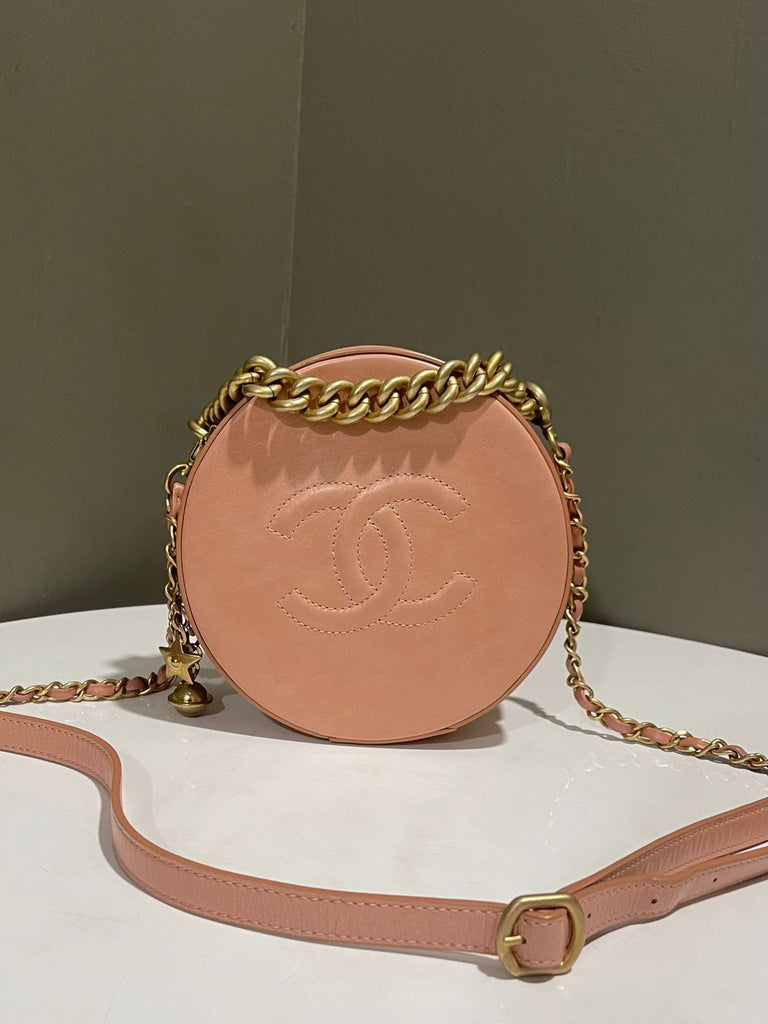 Chanel Round Clutch with Chain Beige