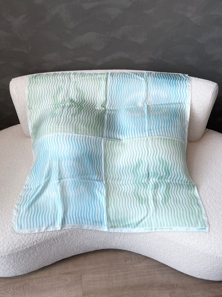 Chanel VIP Scarf 90 Blue/ Green