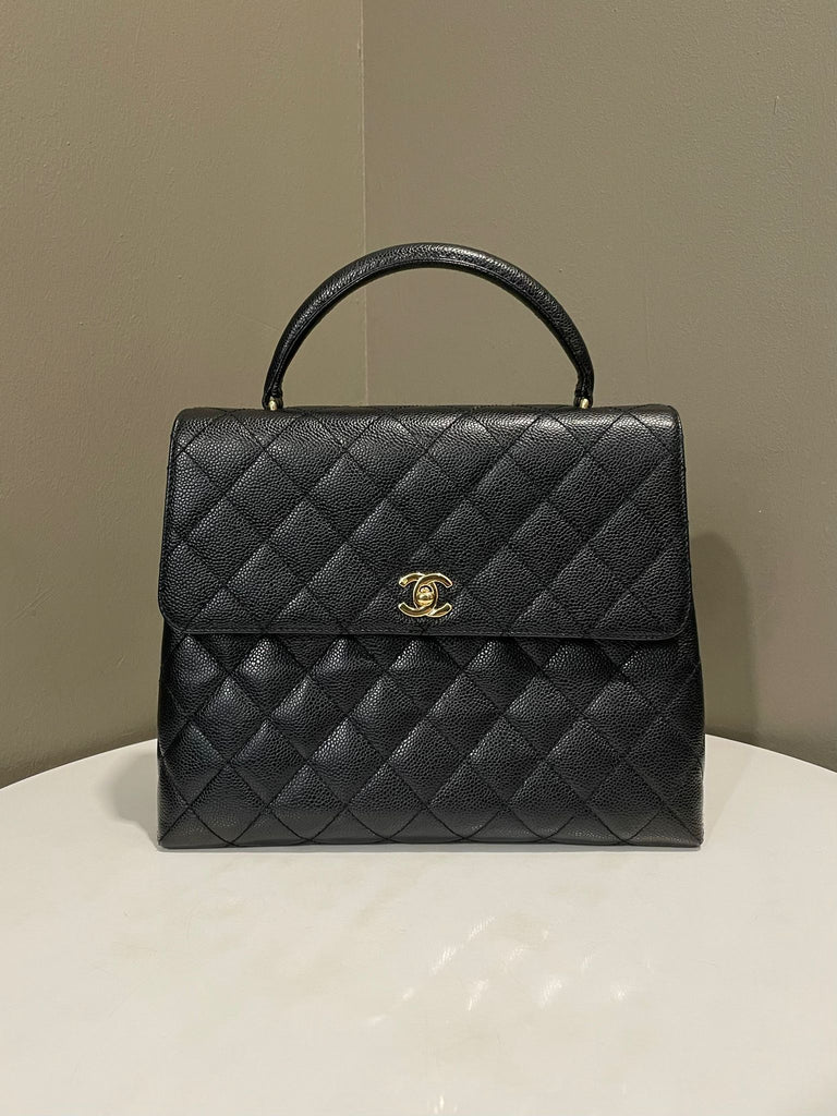 Chanel Vintage Cc Kelly Bag Black Cavier