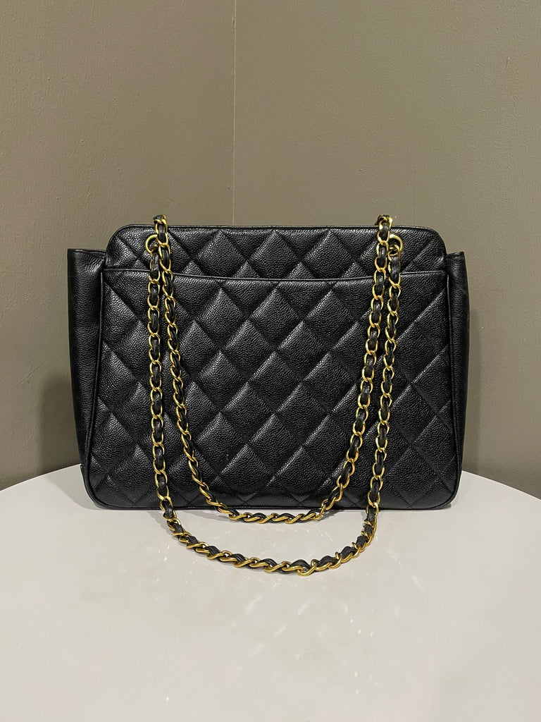 Chanel Vintage Sun Medallion Tote Black Caviar