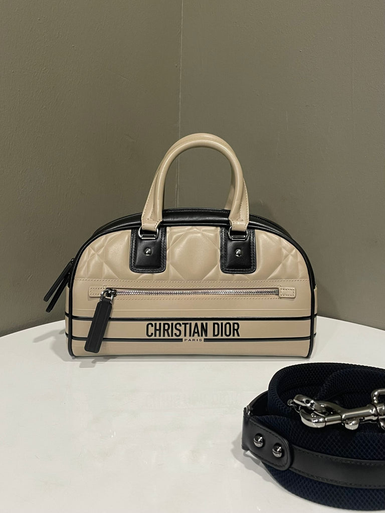 Christian Dior Vibe Bowling Bag Black Beige / Black Calf