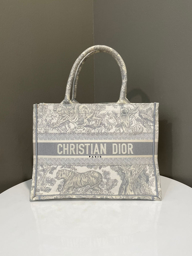 Dior Book Tote Grey Toile de Jouy Embroidery