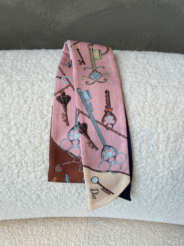 Dior ABCDior K Key Mitzah Scarf 
Pink / Grey / Brown    