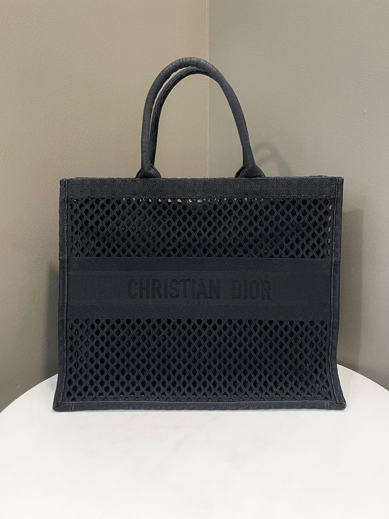 Dior Book Tote Black Mesh 