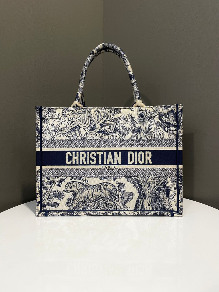 Dior Book Tote Blue Toile de Jouy Embroidery