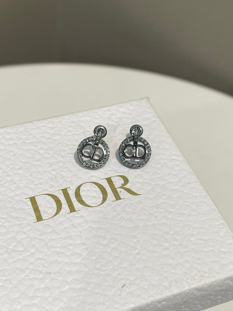 Dior CD Earring Gunmetal Black