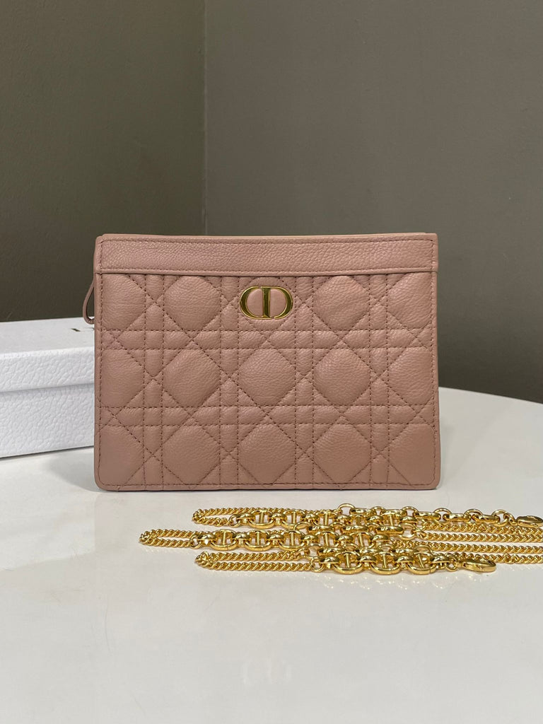 Dior Caro Pouch Blush Pink Cannage Grainy Calfskin