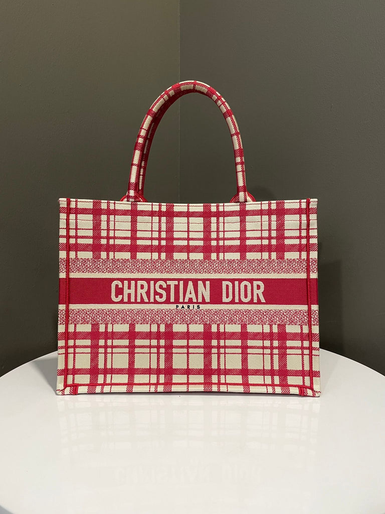 Dior Check'n'Dior Book Tote Red  Ivory Embroidery