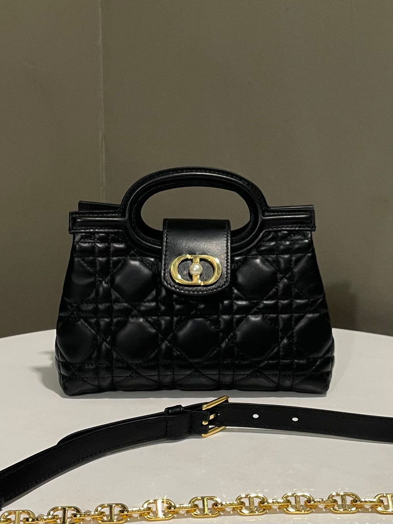 Dior Jolie Top Handle Mini Bag Black Lambskin