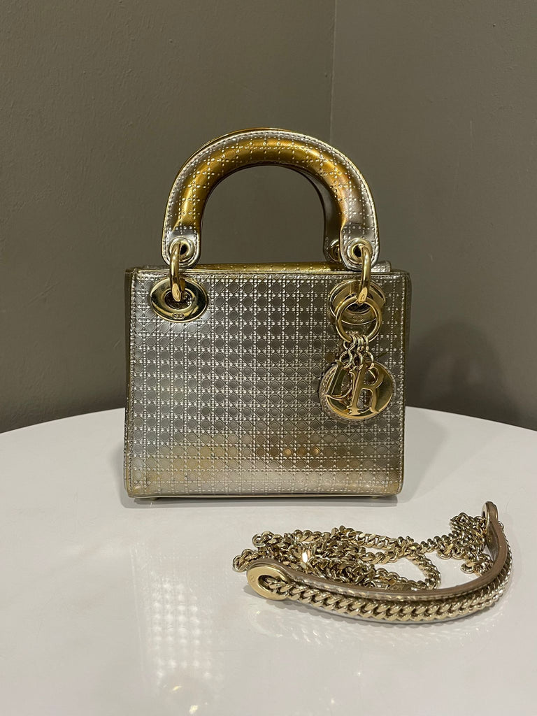 Dior Lady Mini Micro Cannage Gold