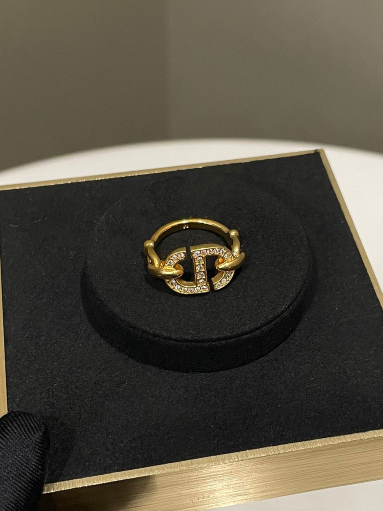 Dior Montaigne CD Ring Rhinestone